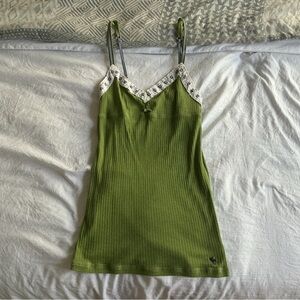Green, white, and blue Vintage Abercrombie and Fitch tank top circa 2004